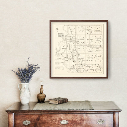 Vintage Map of Brule County, South Dakota, 1947