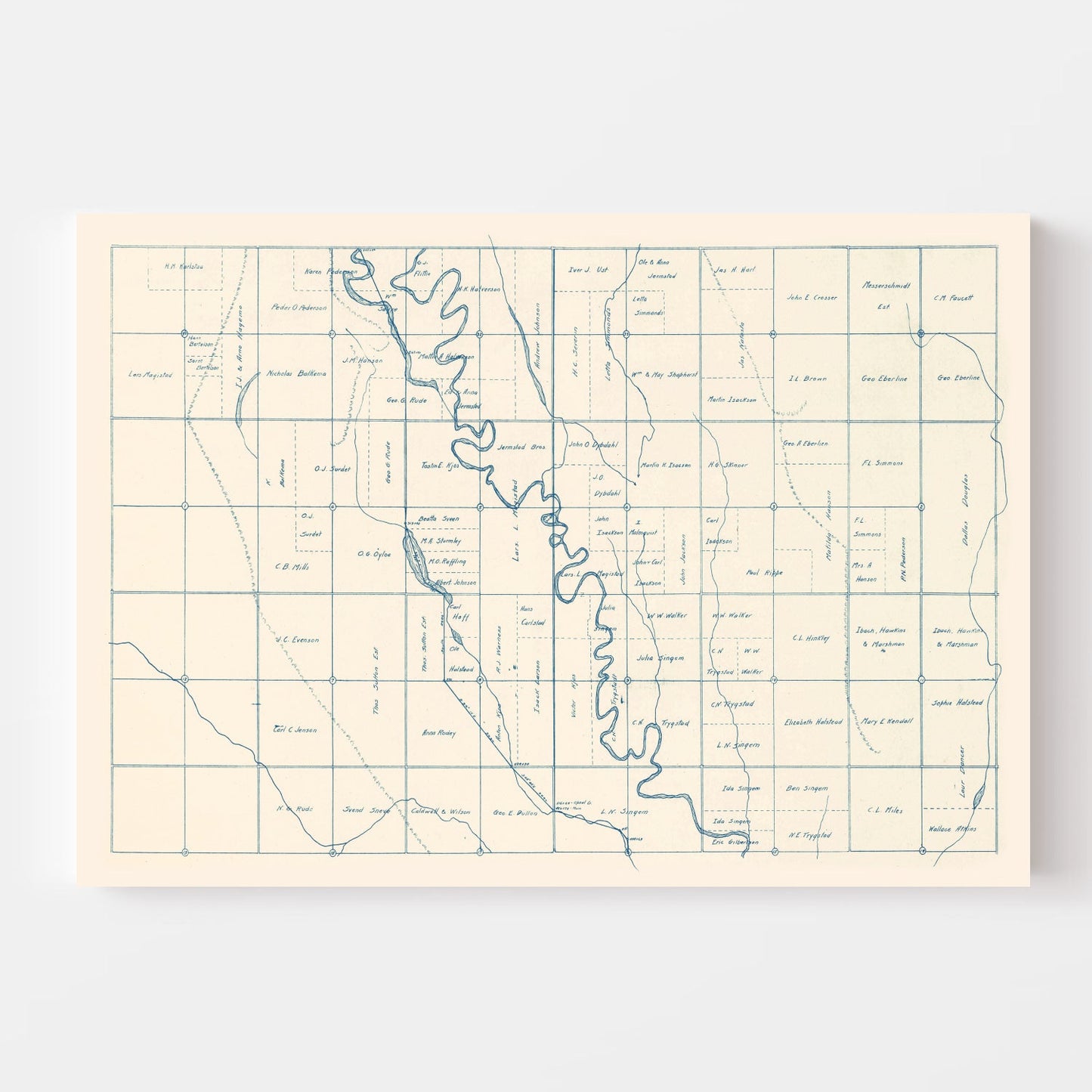 Vintage Map of Brookings County, South Dakota 1921