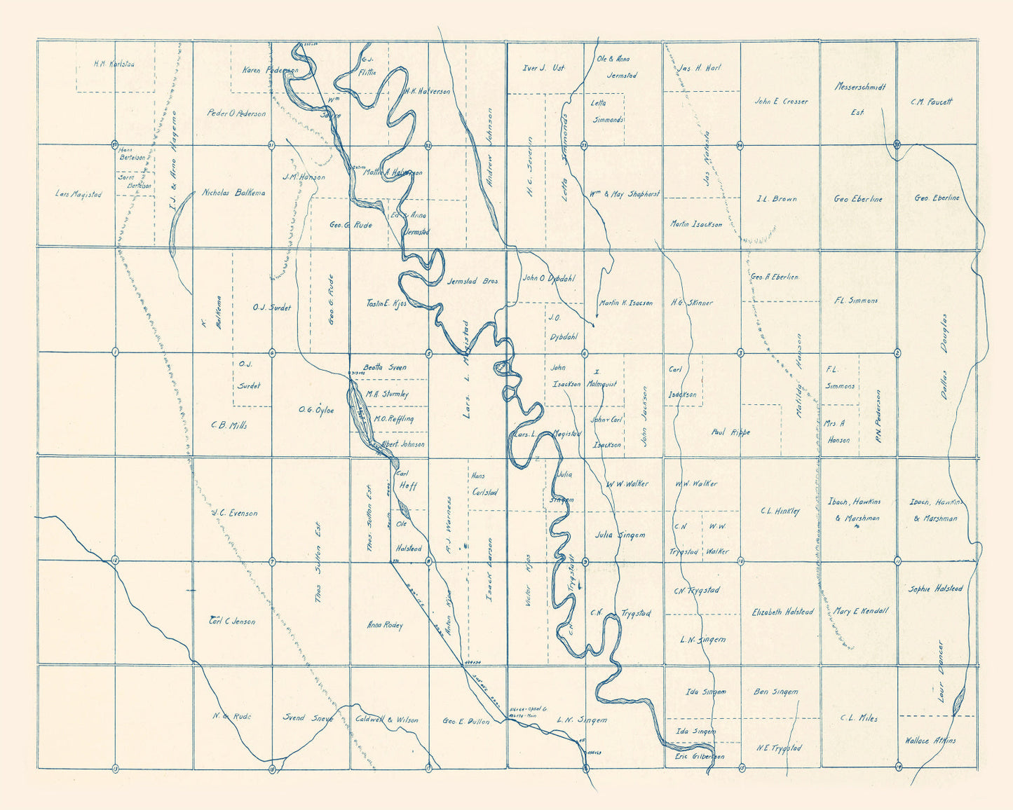 Vintage Map of Brookings County, South Dakota 1921
