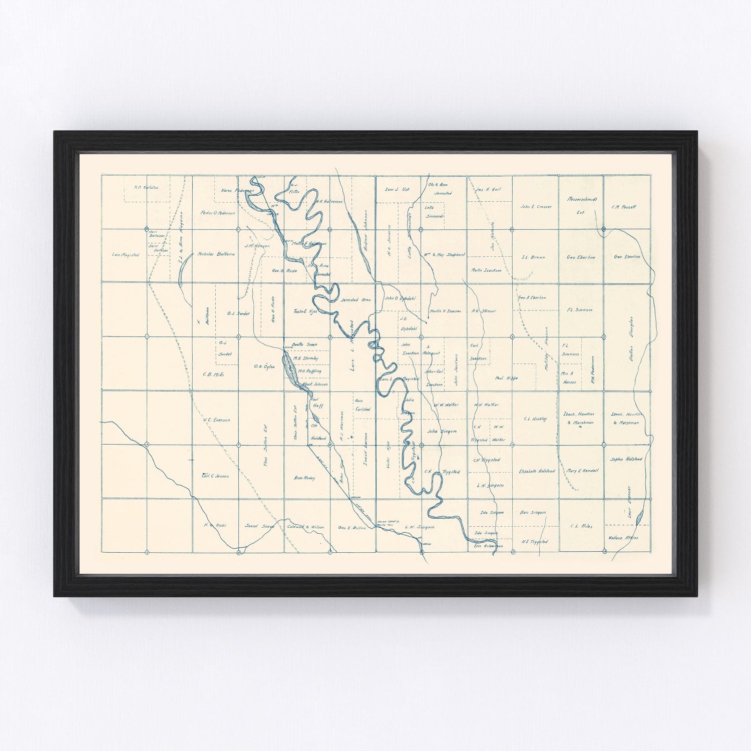 vintage map of Brookings County South Dakota 1921, restored print wall art
