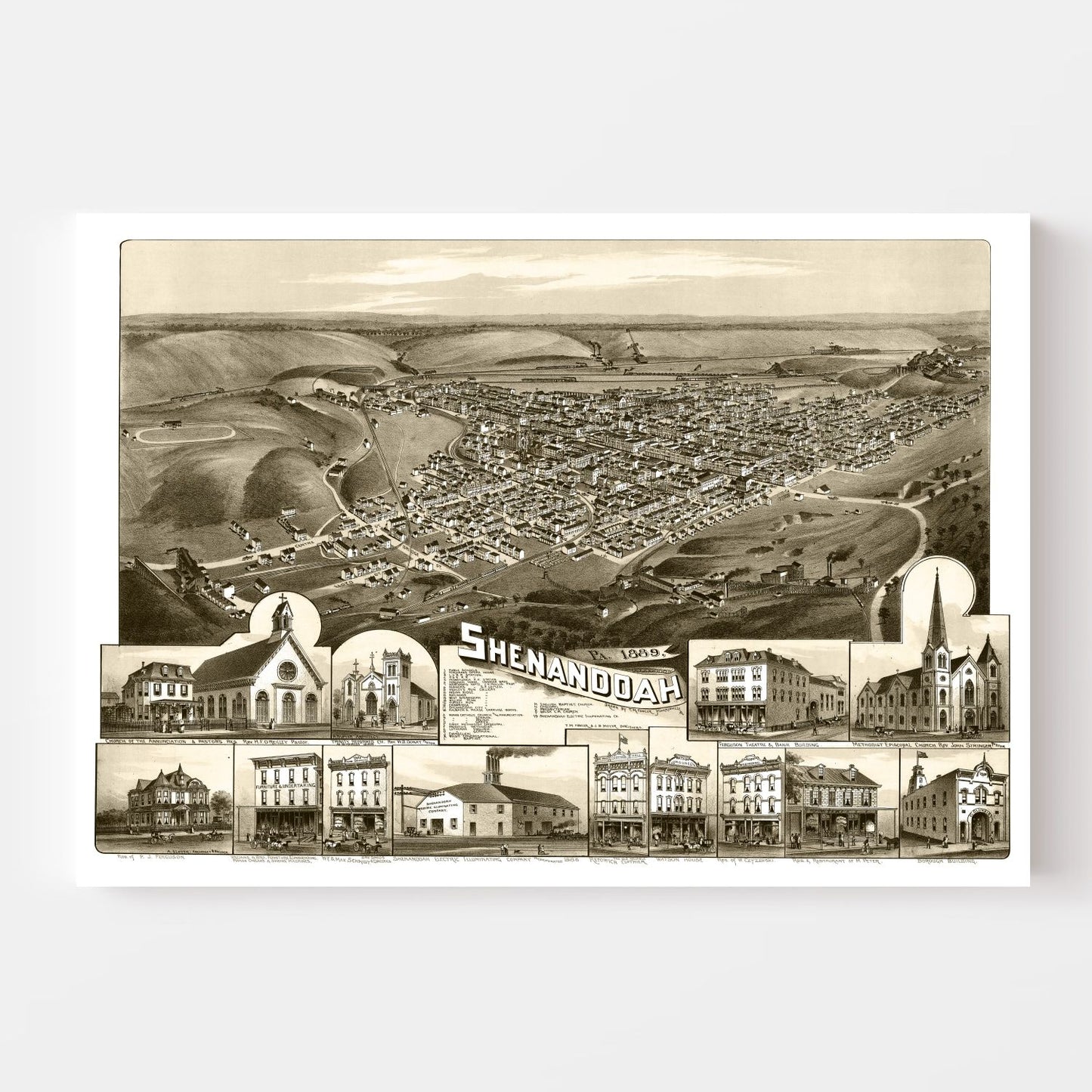 Vintage Map of Shenandoah, Pennsylvania, 1889