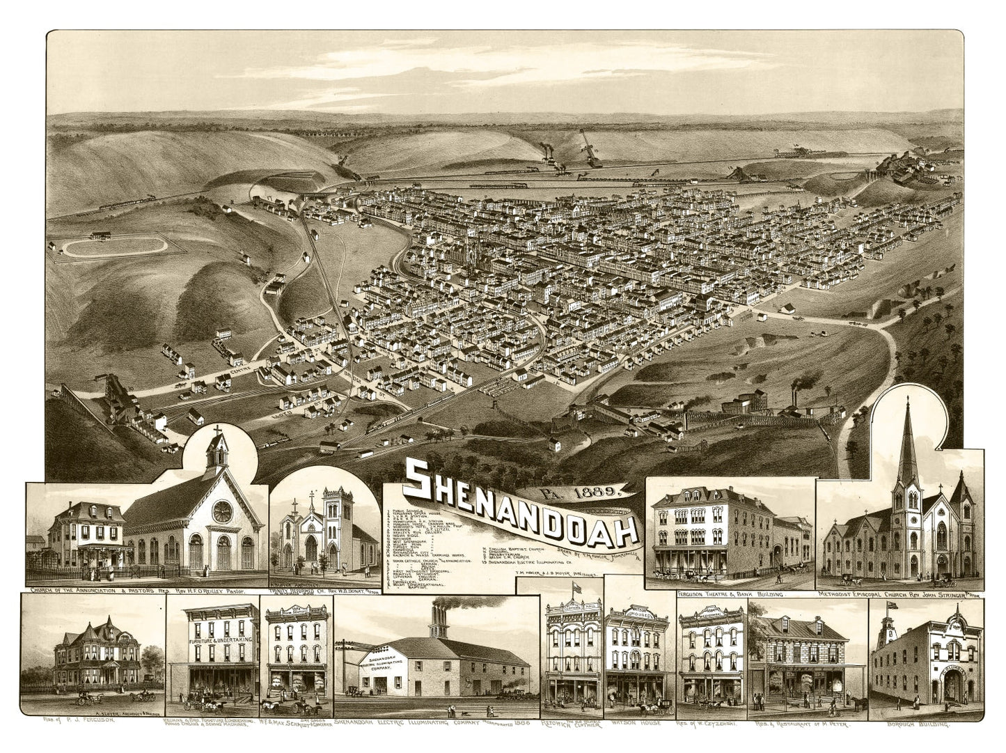 Vintage Map of Shenandoah, Pennsylvania, 1889