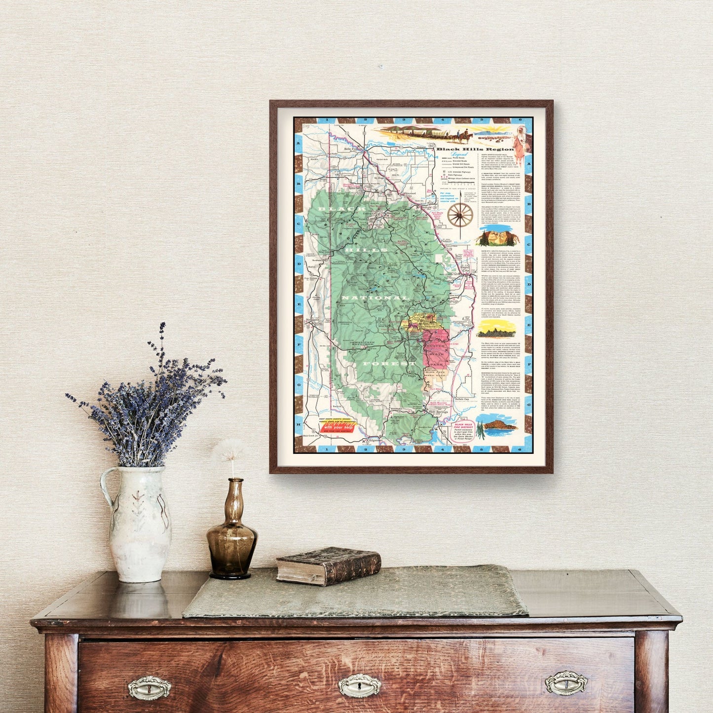 Vintage Map of the Black Hills, South Dakota, 1956