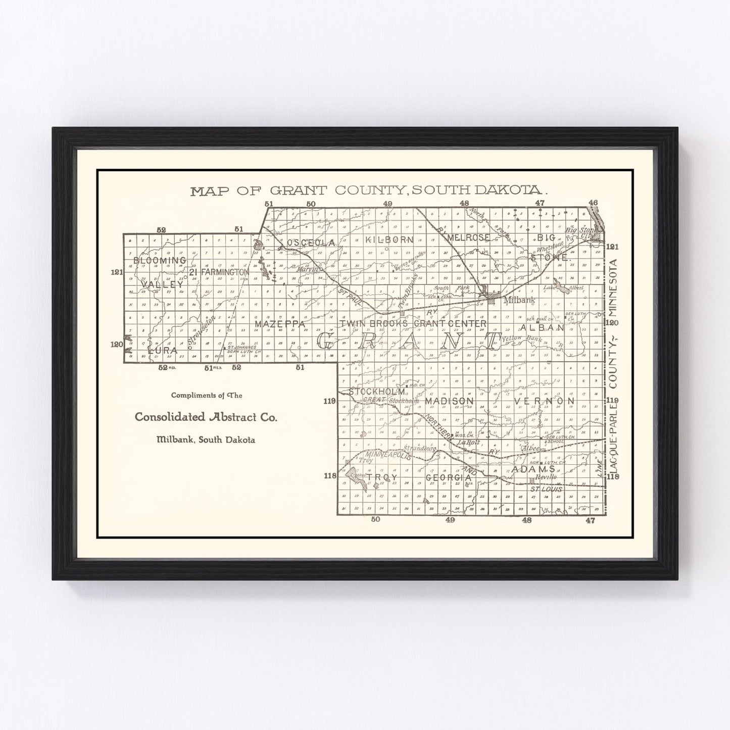 Vintage map of Grant County, South Dakota, 1900