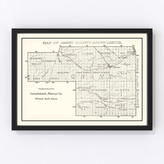 Vintage map of Grant County, South Dakota, 1900