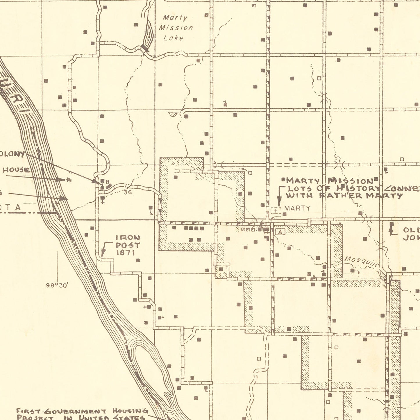 Vintage Map of Charles Mix County, South Dakota, 1953