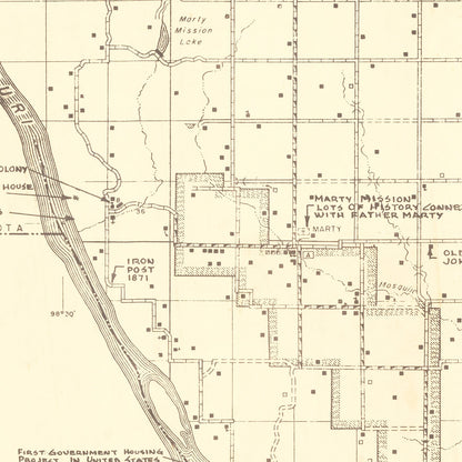 Vintage Map of Charles Mix County, South Dakota, 1953