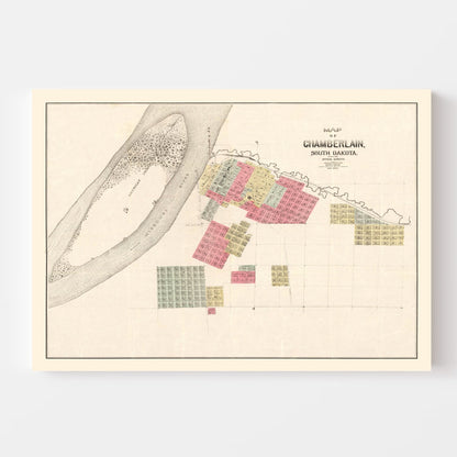 Vintage Map of Chamberlain, South Dakota, 1890