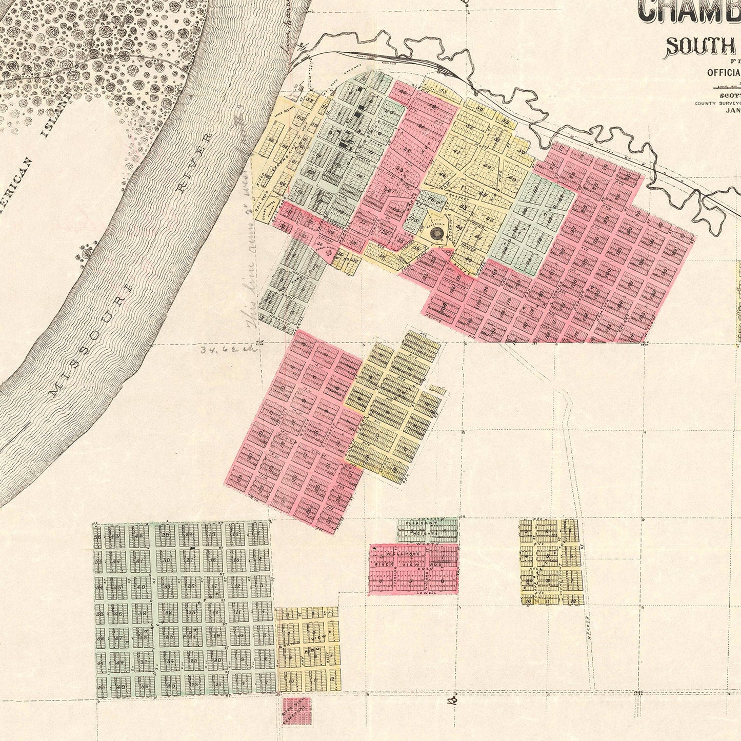 Vintage Map of Chamberlain, South Dakota, 1890