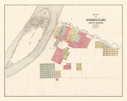 Vintage Map of Chamberlain, South Dakota, 1890