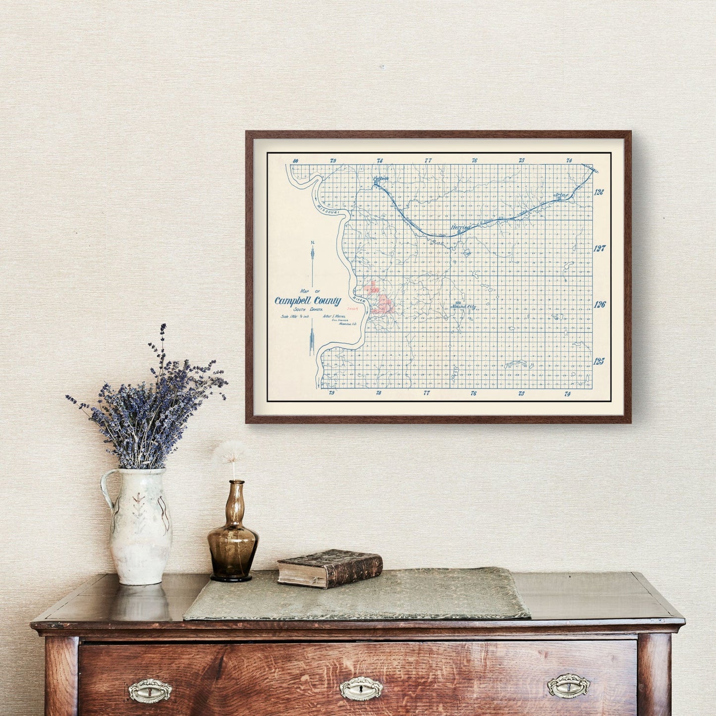Vintage Map of Campbell County, South Dakota, 1947