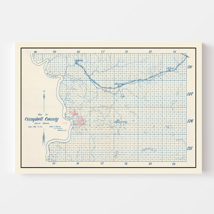 Vintage Map of Campbell County, South Dakota, 1947