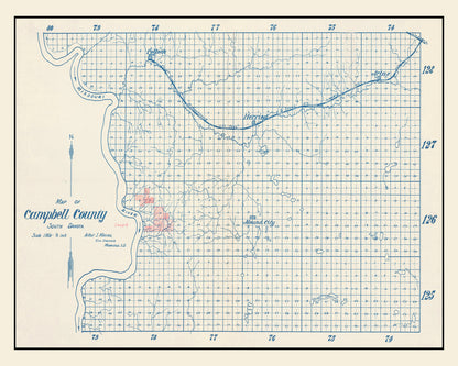Vintage Map of Campbell County, South Dakota, 1947