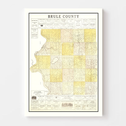Vintage Map of Brule County, South Dakota, 1930