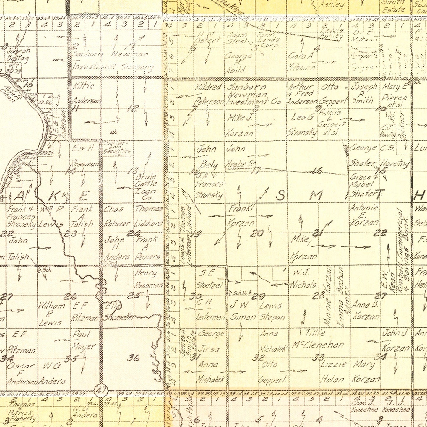 Vintage Map of Brule County, South Dakota, 1930