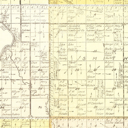 Vintage Map of Brule County, South Dakota, 1930