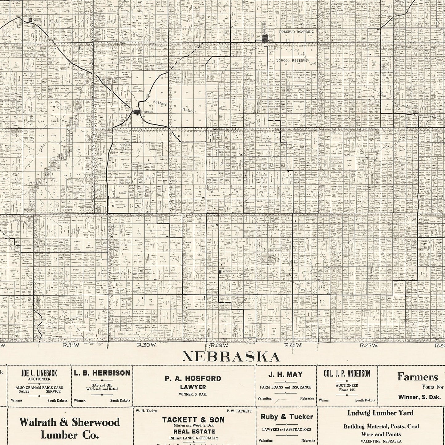 Vintage Map of Todd County, South Dakota, 1925