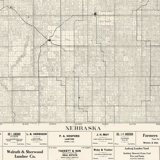 Vintage Map of Todd County, South Dakota, 1925
