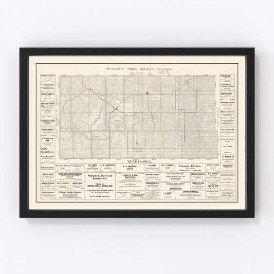 vintage map of Todd County, South Dakota, 1925
