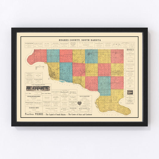 Vintage map of Hughes County, South Dakota, 1929