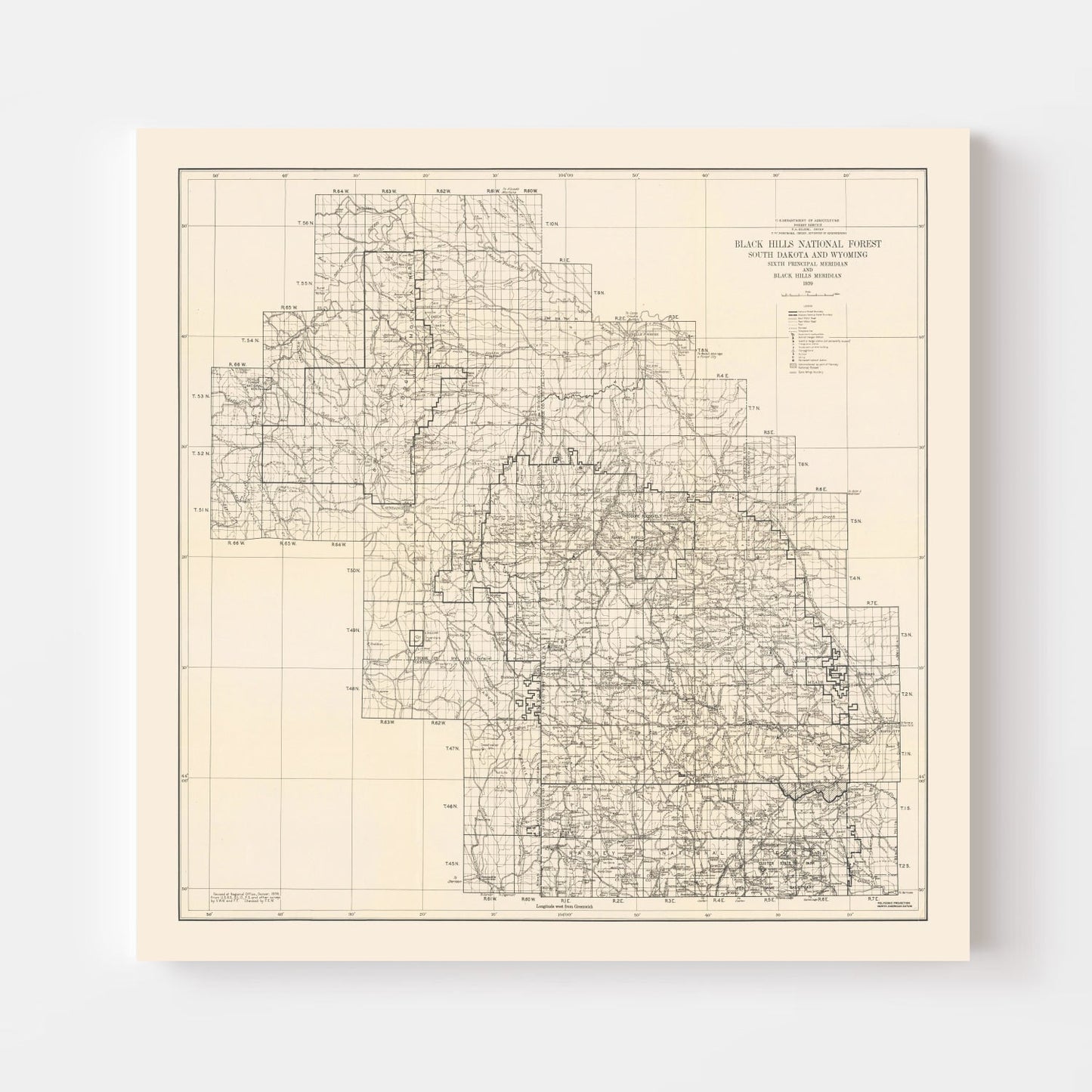 Vintage Harney National Forest Map, 1939