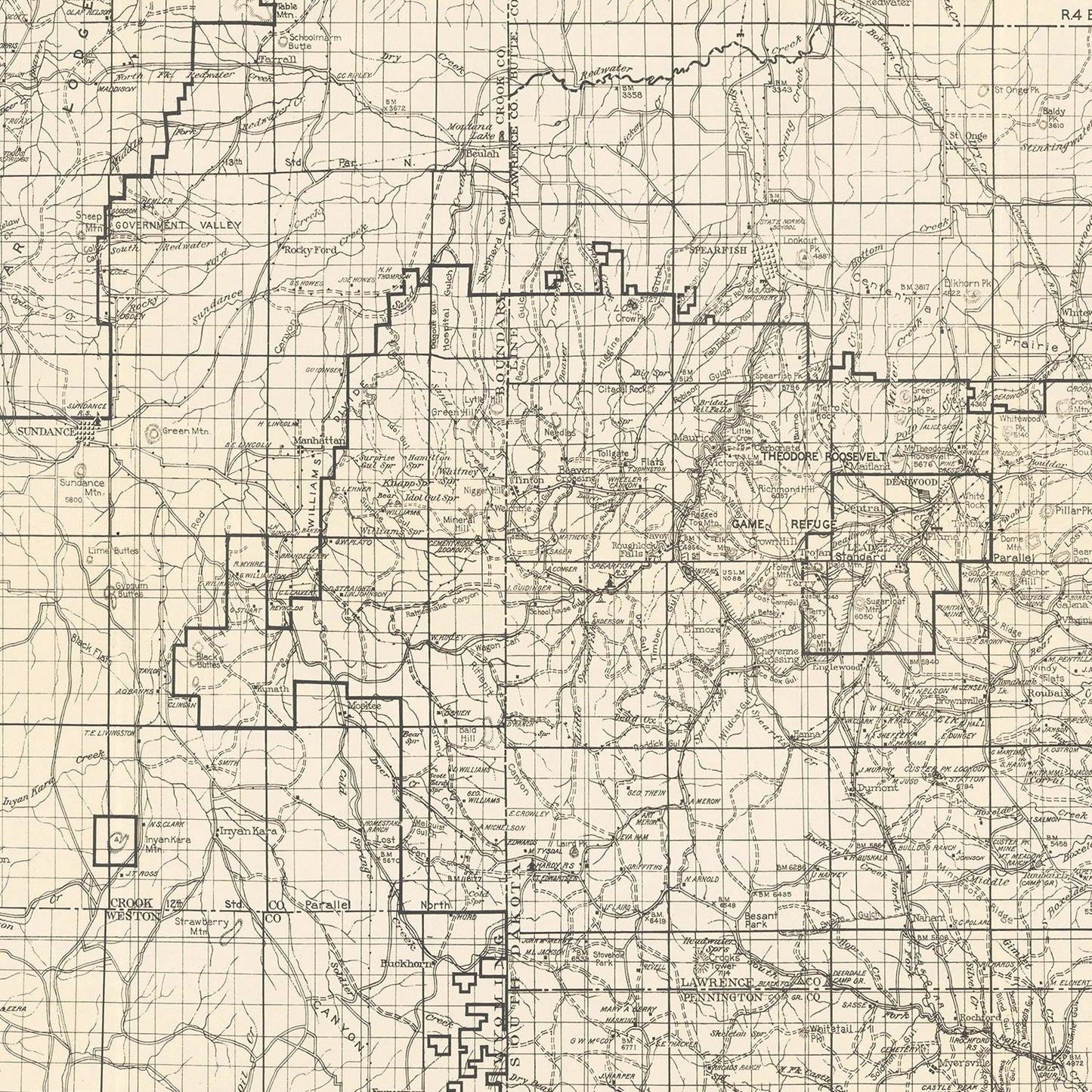 Vintage Harney National Forest Map, 1939