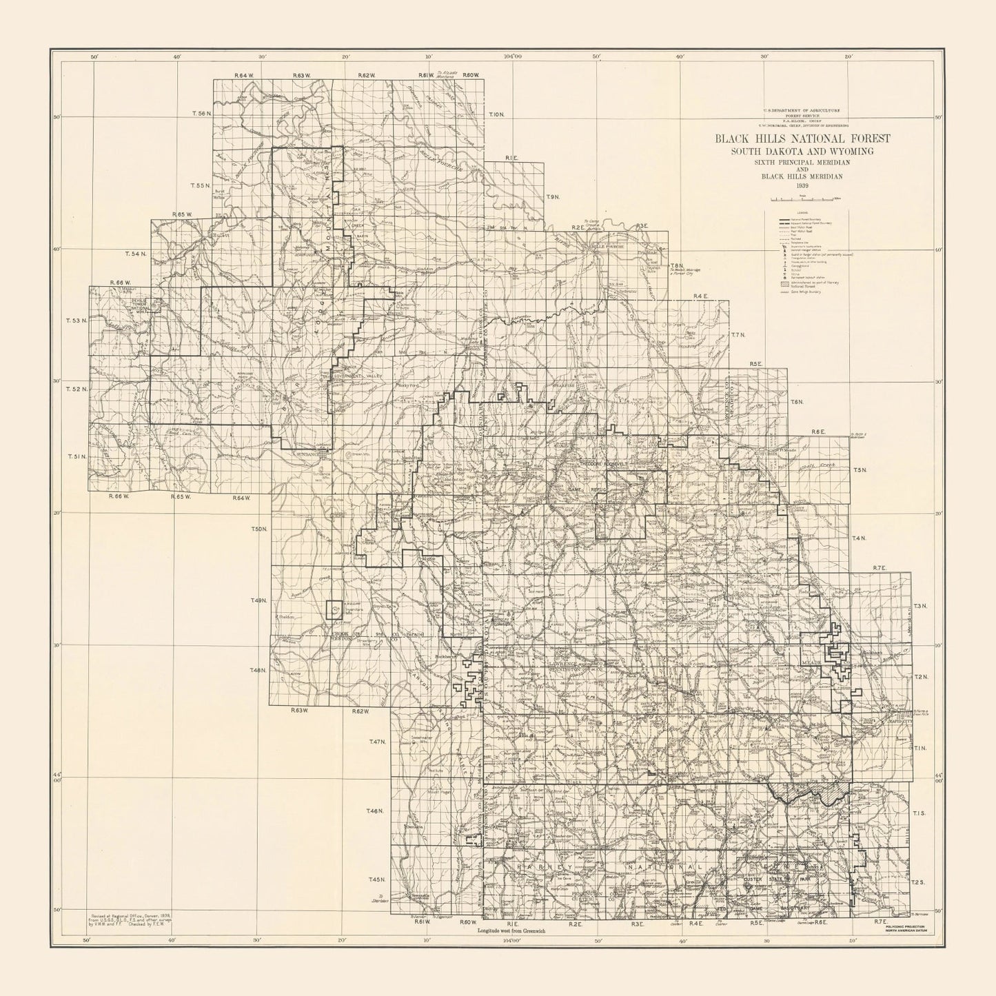 Vintage Harney National Forest Map, 1939