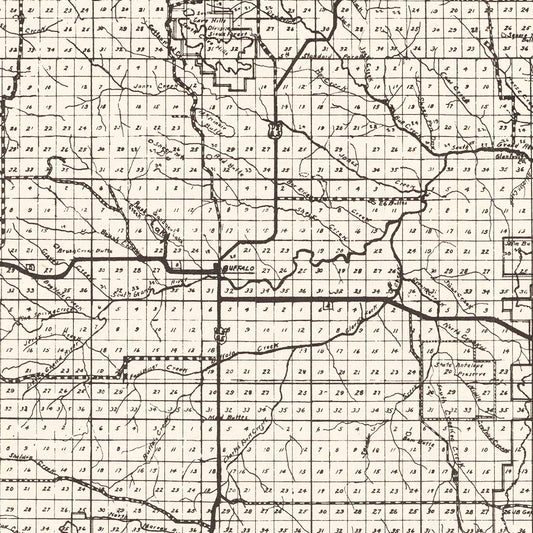 Vintage Map of Harding County, South Dakota, 1952