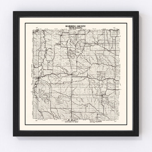 Vintage map of Harding County, South Dakota, 1952