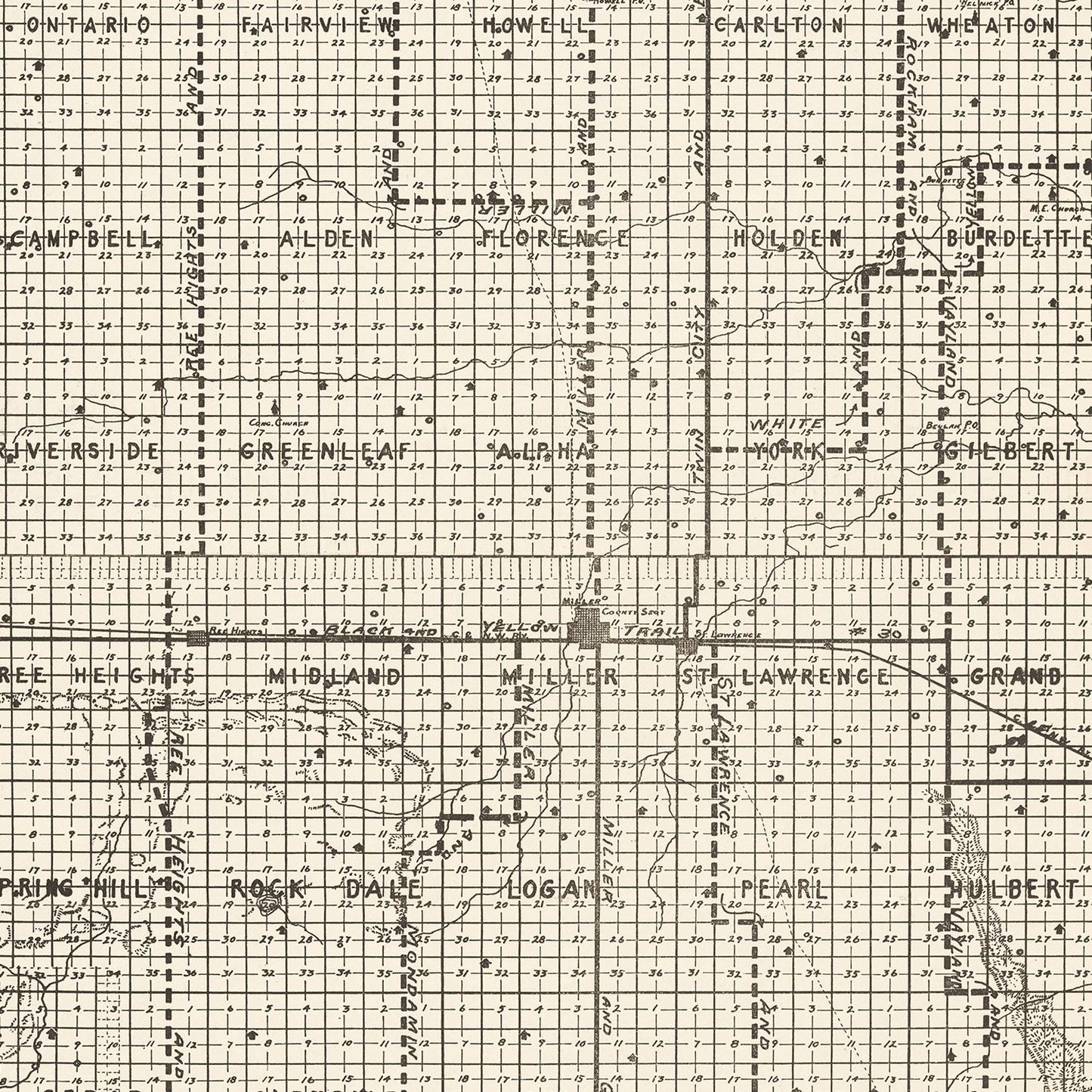 Vintage Map of Hand County, South Dakota, 1900