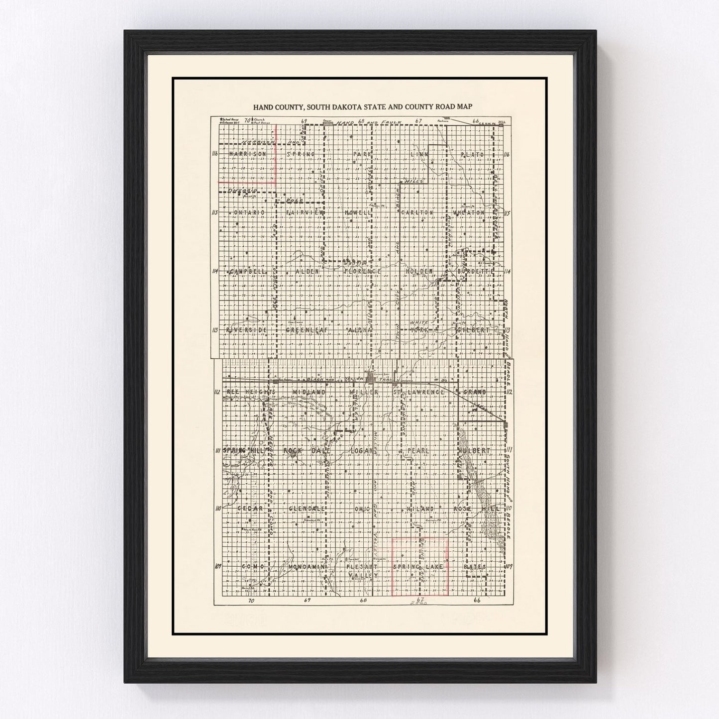 Vintage map of Hand County, South Dakota, 1900