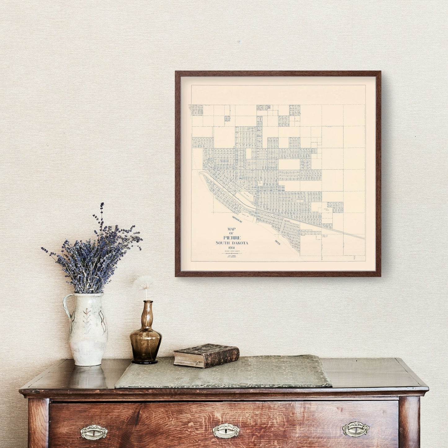 Vintage Map of Pierre, South Dakota, 1931