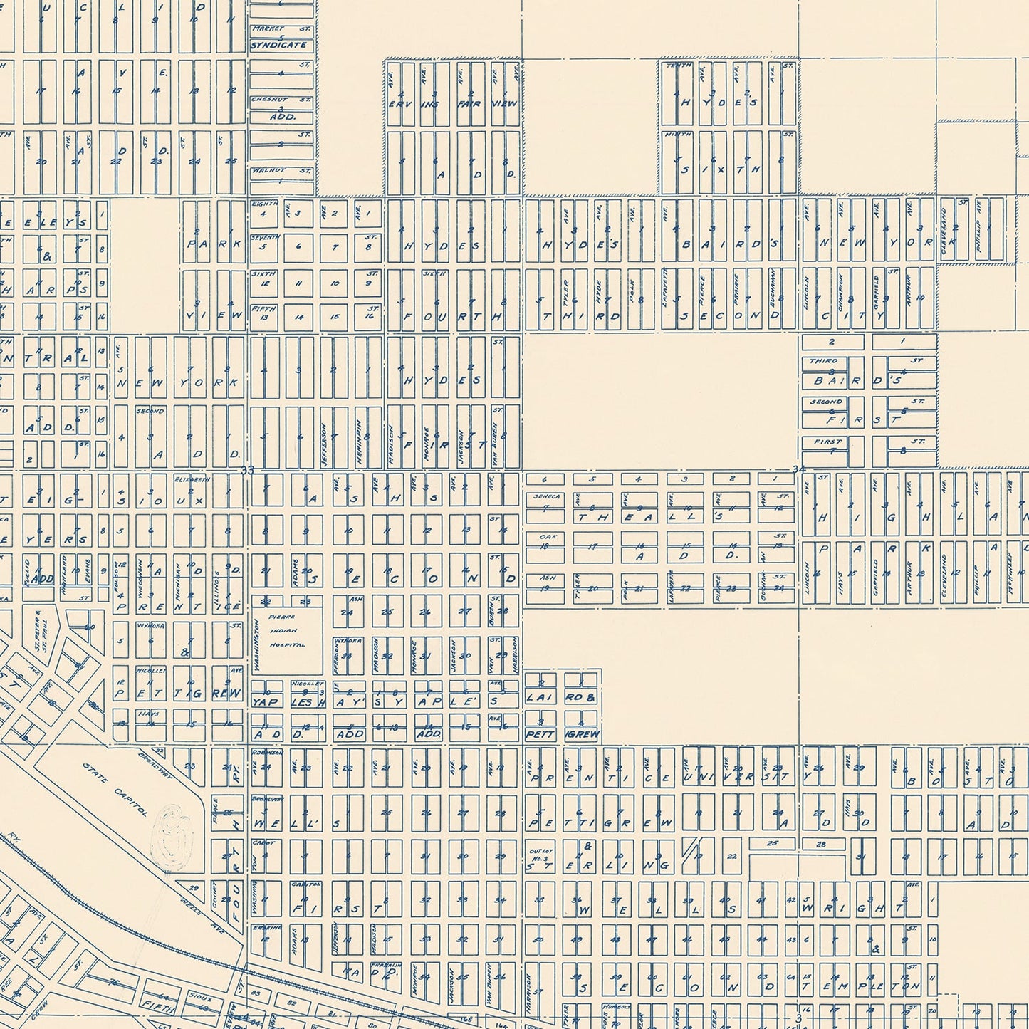 Vintage Map of Pierre, South Dakota, 1931