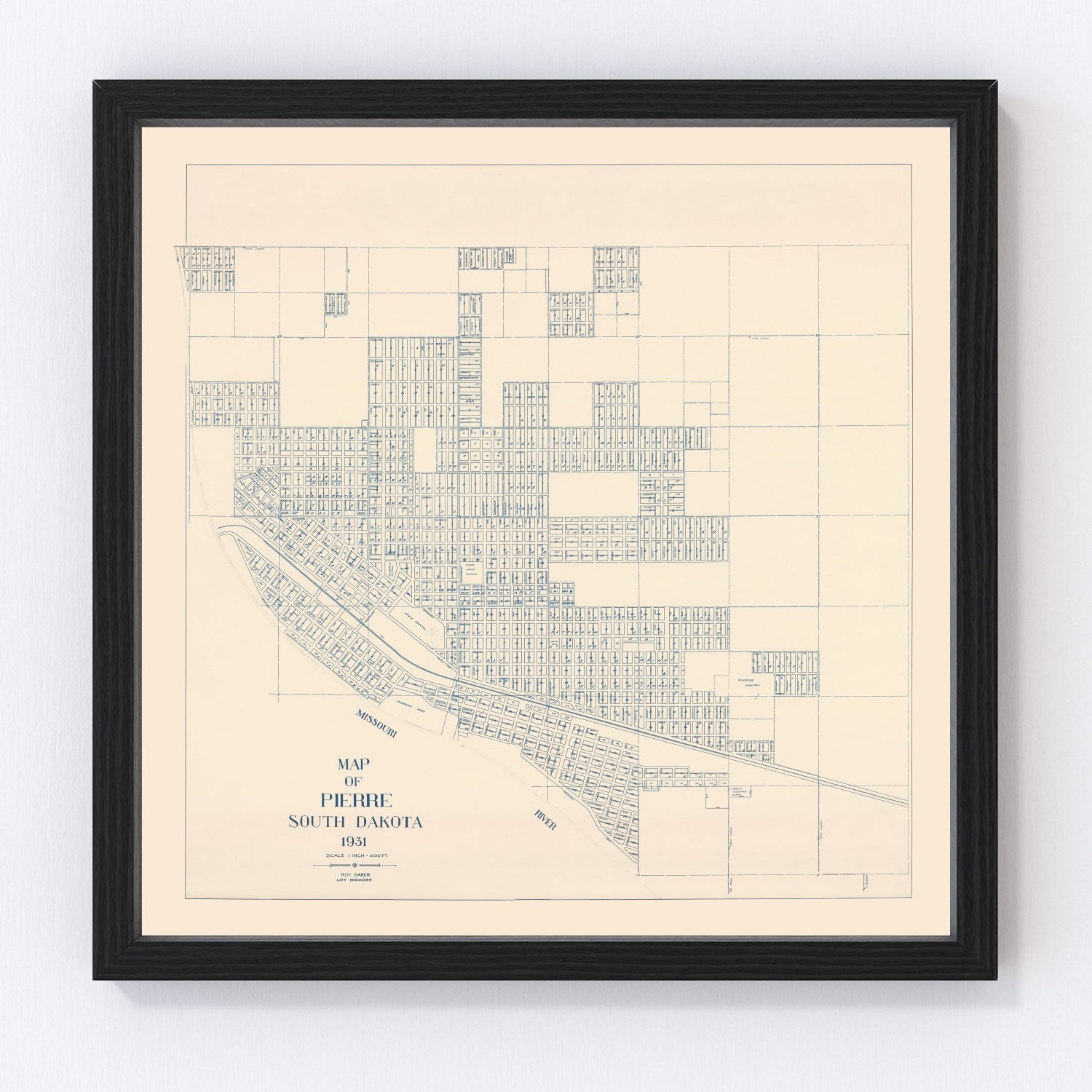 vintage map of Pierre, South Dakota, 1931