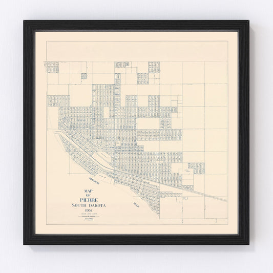 vintage map of Pierre, South Dakota, 1931