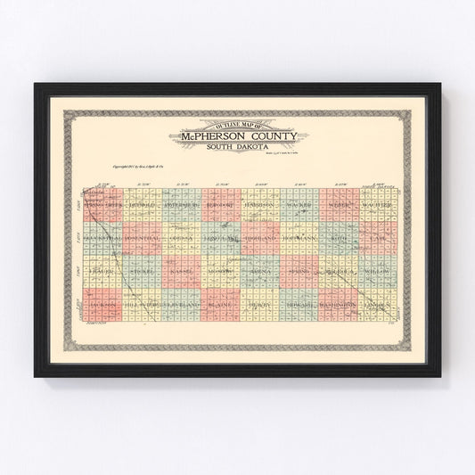 Vintage map of McPherson County, South Dakota, 1911
