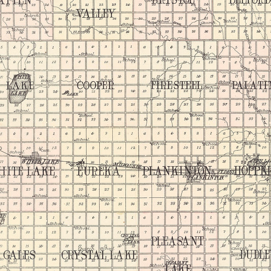 Vintage Map of Aurora County, South Dakota, 1911