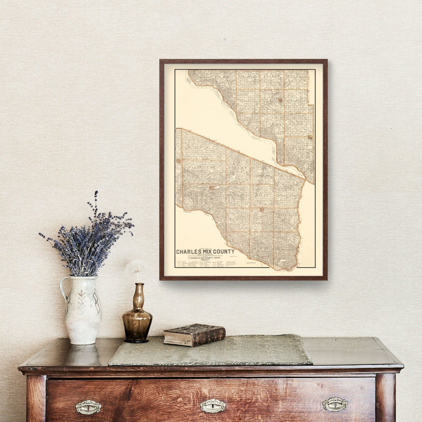 Vintage Map of Charles Mix County, South Dakota, 1909