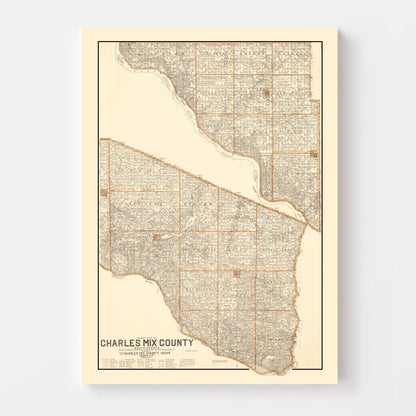 Vintage Map of Charles Mix County, South Dakota, 1909