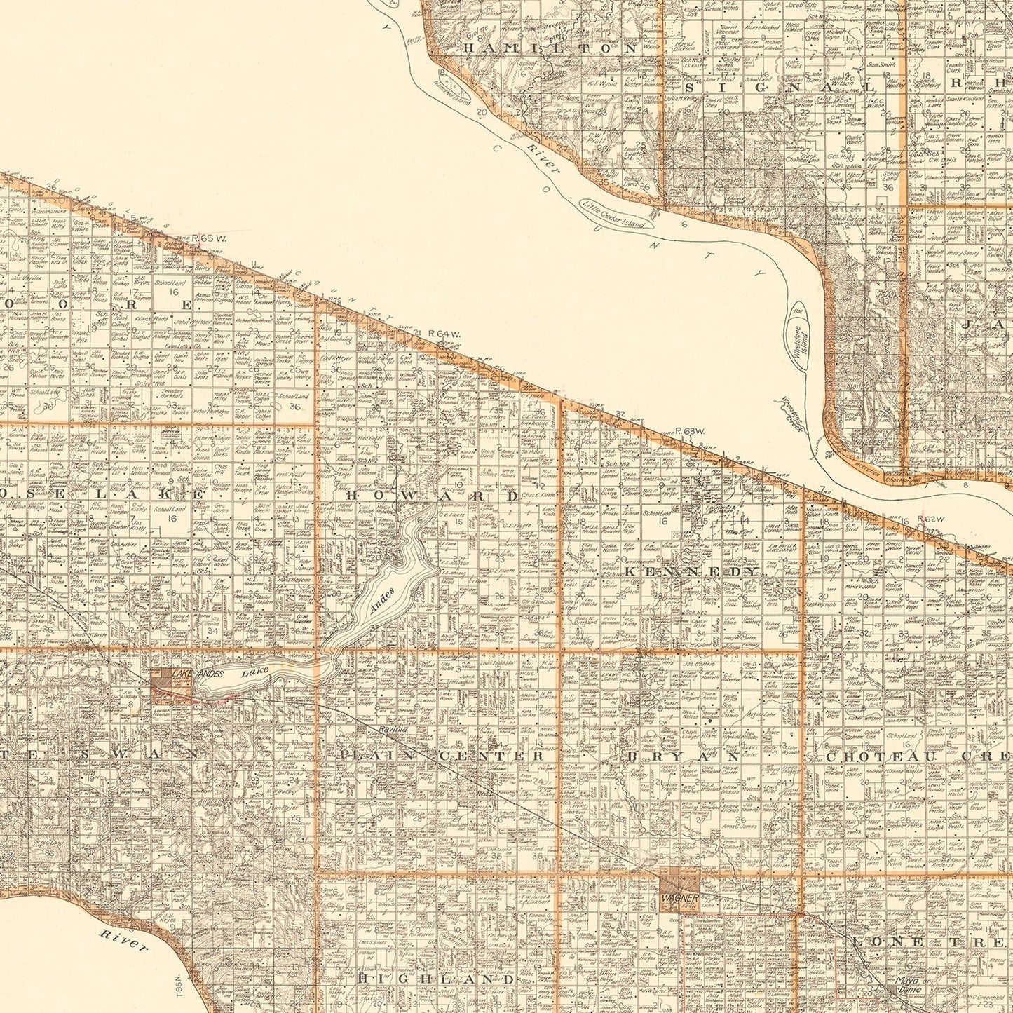 Vintage Map of Charles Mix County, South Dakota, 1909
