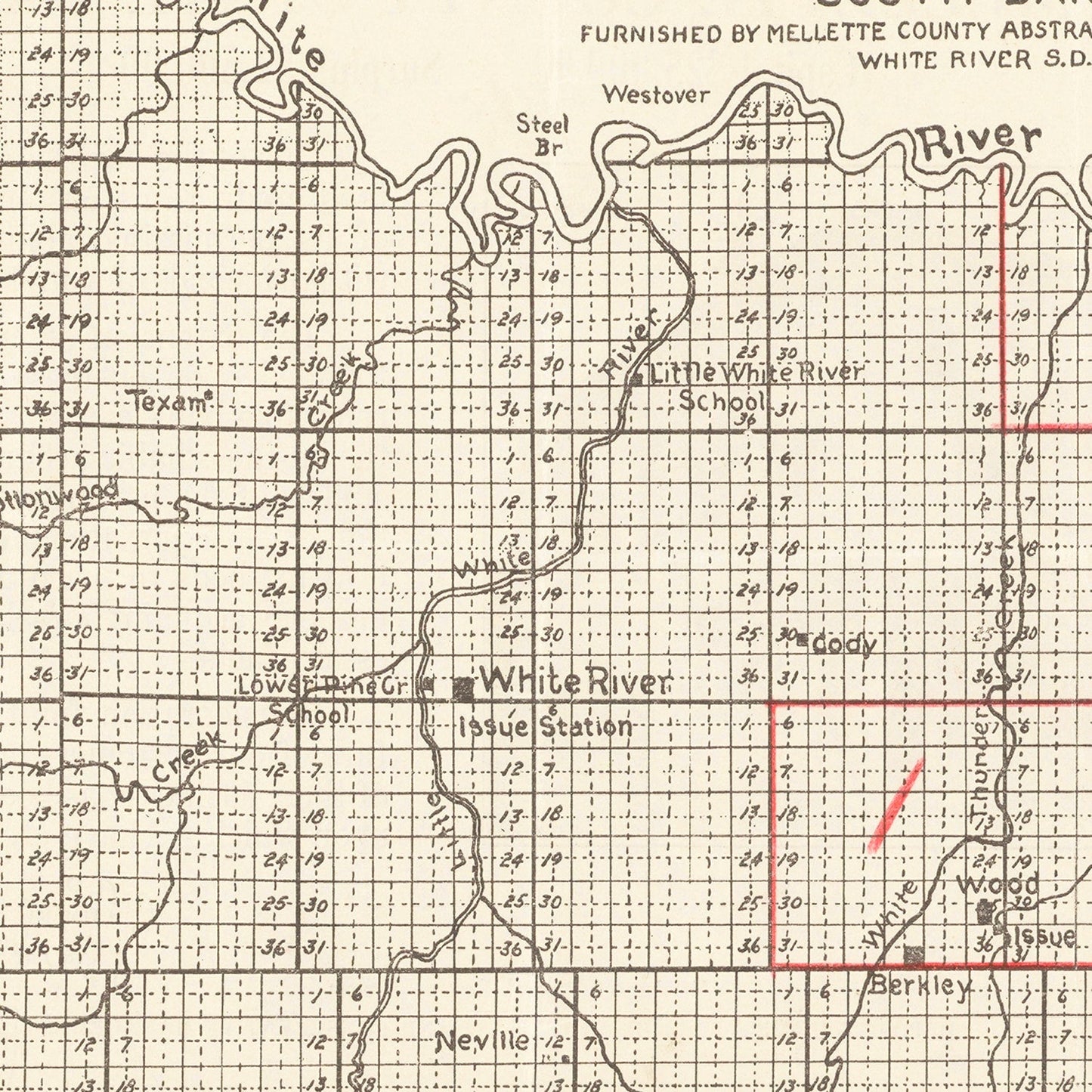 Vintage Map of Mellette County, South Dakota, 1900