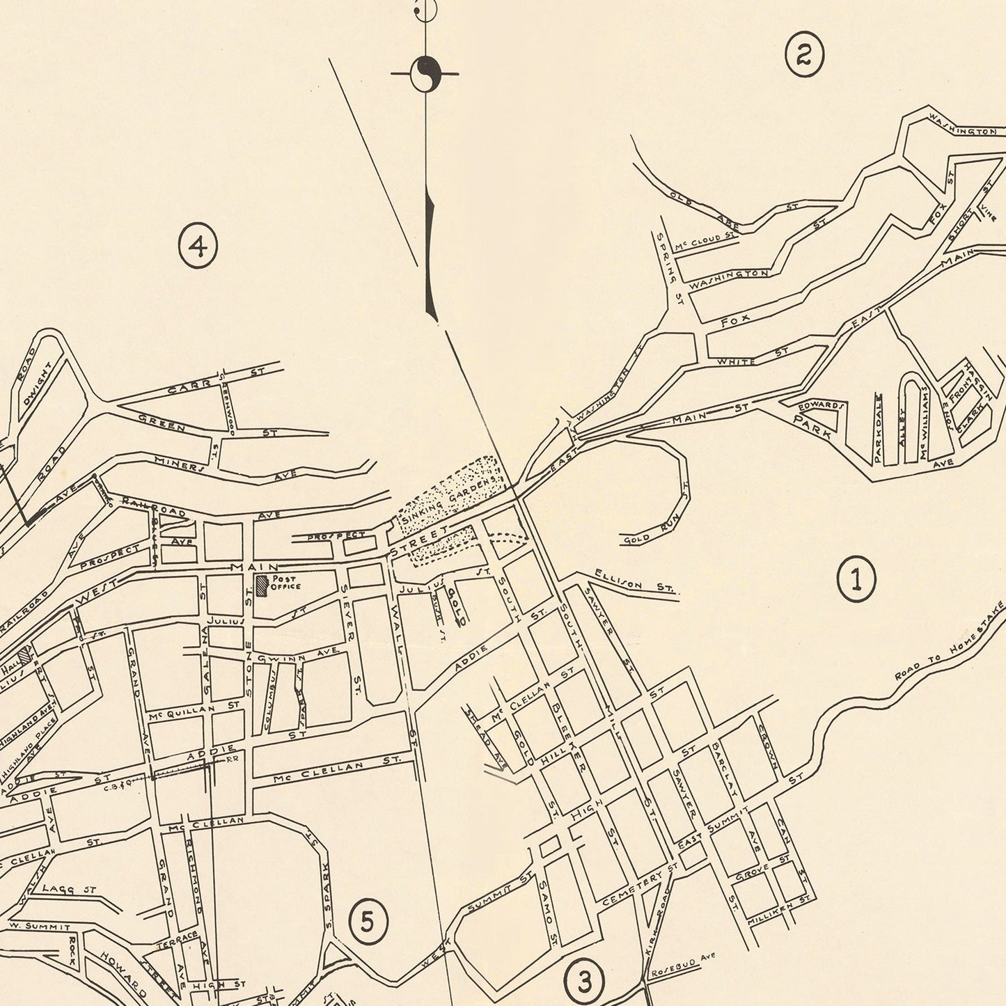 Vintage Map of Lead, South Dakota, 1937