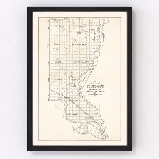 Vintage map of Union County, South Dakota, 1900