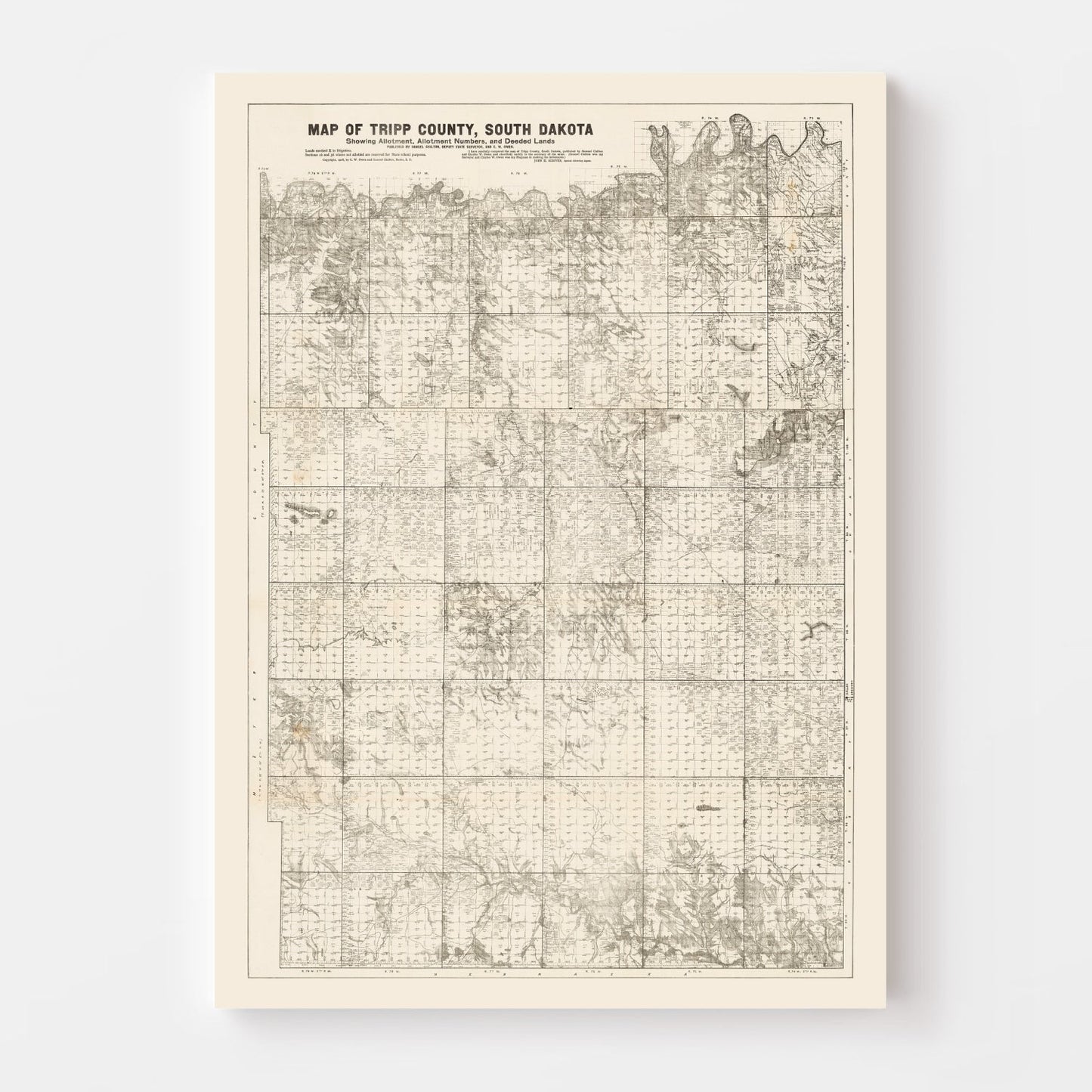 Vintage Map of Tripp County, South Dakota, 1908