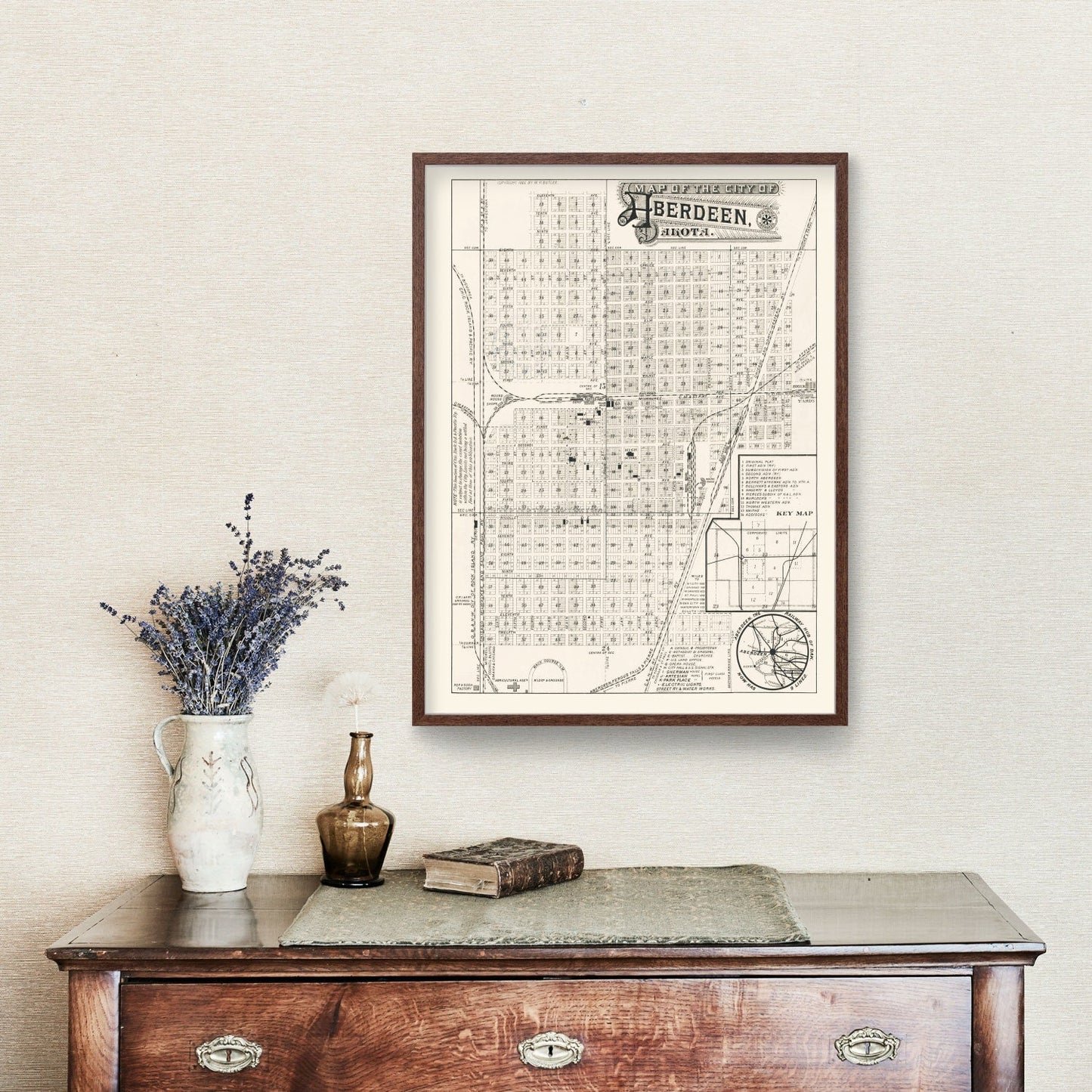 Vintage Map of Aberdeen, South Dakota, 1886