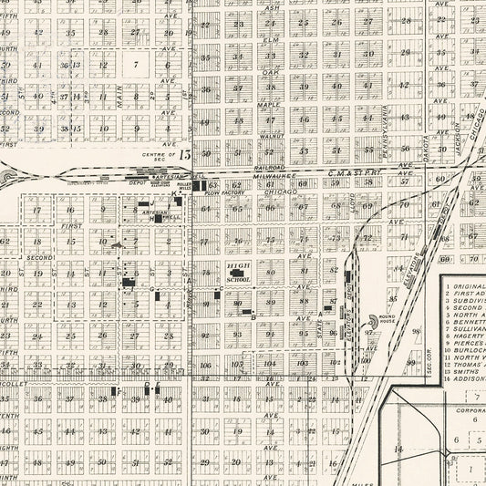 Vintage Map of Aberdeen, South Dakota, 1886