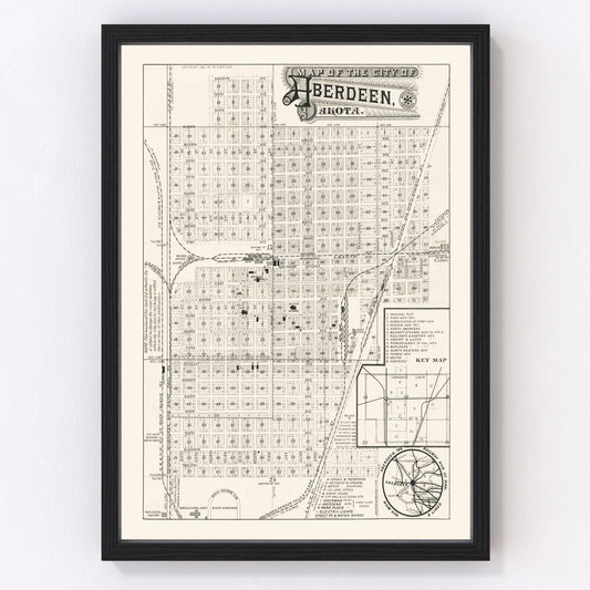 Vintage map of Aberdeen, South Dakota, 1886 - restored Brown County frontier era map