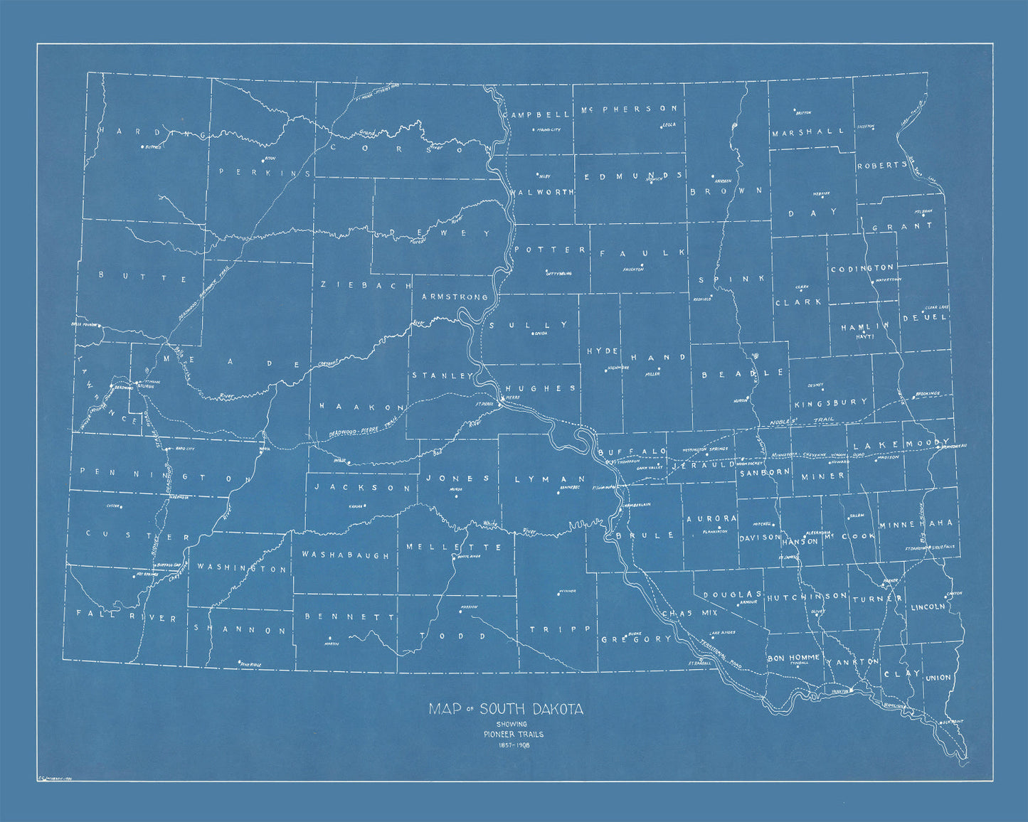Vintage Map of South Dakota, 1930