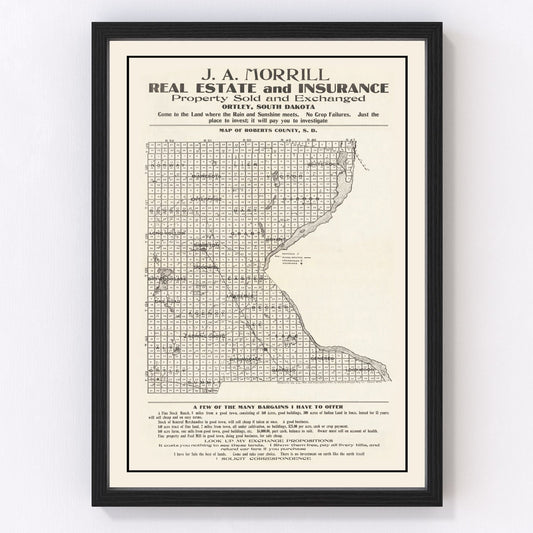 Vintage map of Roberts County, South Dakota, 1907