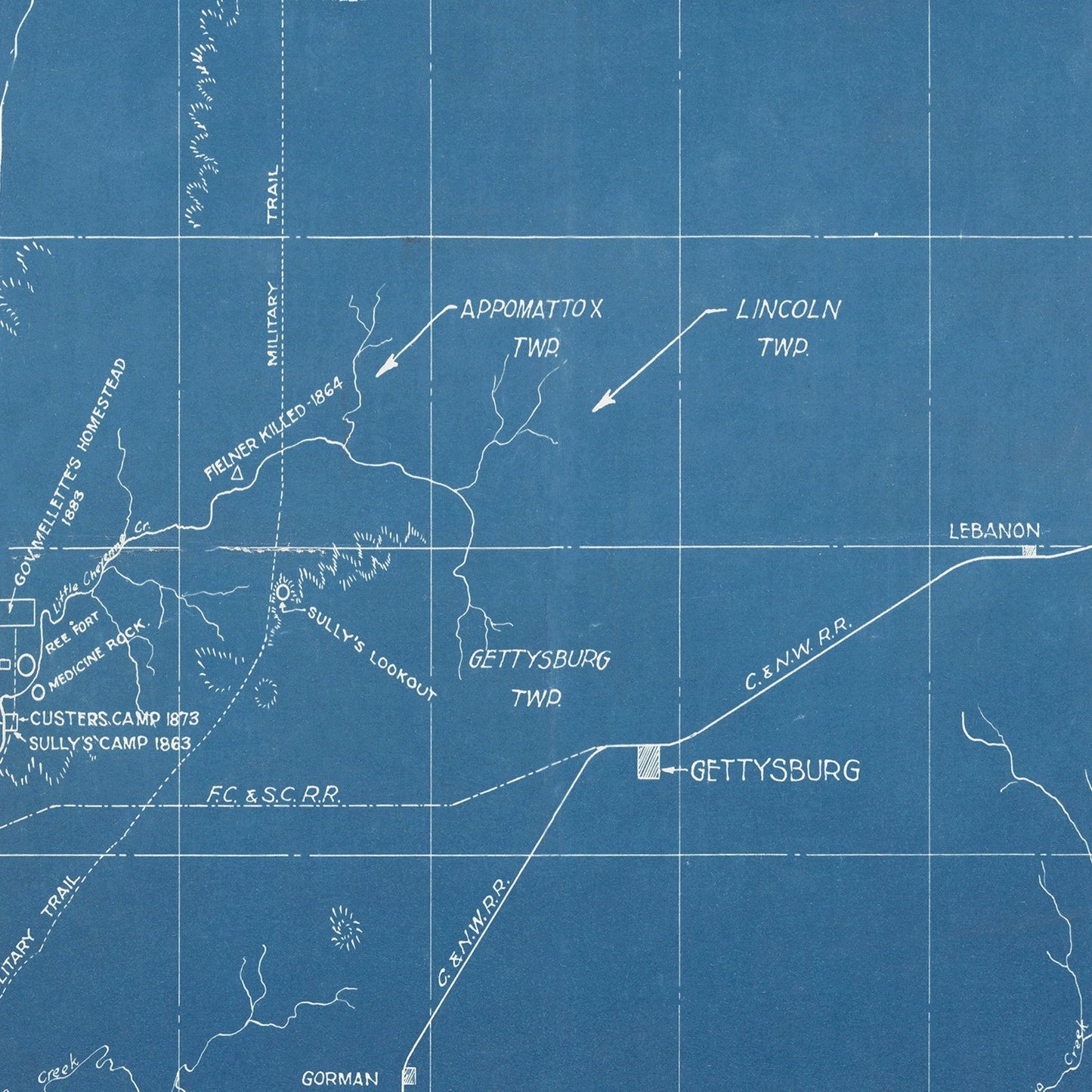 Vintage Map of Potter County, South Dakota, 1894